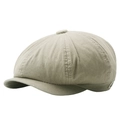 Men's light beige striped corduroy newsboy cap with retro casual design and soft texture - Khaki
