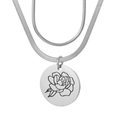 Collier double couche en acier inoxydable avec pendentif floral circulaire - Septembre-Argent (Ipomée)