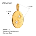 Gouden ovale roestvrijstalen hanger met ster-kristallen, waterbestendig en hypoallergeen - Sterrenstraal Ovale Schijf Stijl(JDP2405009)