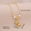 Collana in rame dorato con ciondolo a forma di pesce rosso scintillante e perle - Pesce Rosso (2#) / Oro