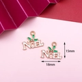 Noel enamel Christmas charm in white and gold finish with 15mm and 18mm size markers - 34# NOEL