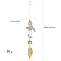 Hummingbird crystal suncatcher wind chime with rhinestones and golden leaf pendant - Wind Chime Feather / Gold