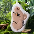 Cute koala absorbent coral velvet hand towel in brown with embroidery and hanging loop - Khaki Koala / Khaki