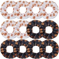 Set of 12 satin basketball print hair scrunchies in assorted black and white colors - Set of 12 / Black & White Mix (6 Each)