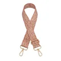 Close-up of adjustable wide shoulder strap with bohemian wave pattern and gold metal hooks - No.17 Vintage Wave Gold Buckle