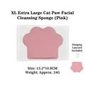 Pink XL cat paw facial sponge for deep cleansing with hanging rope, 13.2x10.8cm size - Individual Packaging / Pink