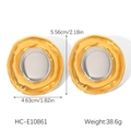 Dimensioni degli orecchini a cerchio geometrici bicolore oro e argento martellati - Ovale Bicolore (HC-E10861)
