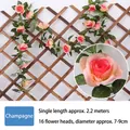Champagne pink artificial rose vine 2.2m with 16 heads for wedding wall decoration - 16 Heads Rose Champagne