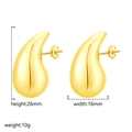 Gold hollow teardrop earrings in stainless steel with 26mm height dimensions - Small Waterdrop (MS-199) / Gold