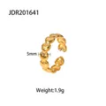 Bague chaîne cœur dorée minimaliste en acier inoxydable d'une largeur de 5 mm - Style de Chaîne en Cœur (JDR201641)