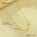 Detail of gold flower necklace on stone with chain length and pendant size specs - Gold Small Flower Cluster (NMSN-A312-1)