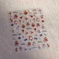 3D embossed Alice in Wonderland nail stickers with rabbit, heart and pocket watch motifs - Fairy Tale Theme Vintage Relief Style (TS-3935)