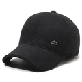 Gorra de béisbol de lana gris oscuro con logo deportivo y protección para oídos - Ajustable / Gris