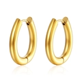 Pendientes de aro ovalados bañados en oro de 18 quilates con reflejo en fondo blanco - Oro de 18K / Dorado