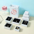 White marble pattern jewelry gift set with matching shopping bag and various sized boxes - Floral Blue / 5*5*3cm