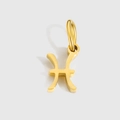Pendentif signe zodiaque Poissons doré rond et creux pour colliers et bracelets - Poissons / Acier
