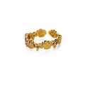Anello in acciaio inossidabile placcato oro 18K con stelle marine, conchiglie e pietre blu - Stile Stella Marina Conchiglia Accento Gemma Blu (JZ6856G)