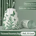 Thickened drawstring trash bag with rosemary print, 45x45cm size in sage green - Double Sided Thickening 1.8 Mil / Rosemary-55 Pcs-45x45cm