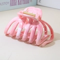 Pink and white marble texture flower hair claw clip with golden metal spring for women - #12abs Light Pink - Octopus / Bulk (No Packaging)