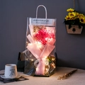 Pink dried flower bouquet with LED lights in a clear gift bag for Mother's Day - Pink Gypsophila with Light Gift Bag Greeting Card