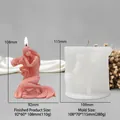 Rosa Meerjungfrau-Kerze auf Muschel-Basis mit weißer Silikonform und Maßangaben - Sitzende Meerjungfrau Form / Weiß