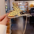 Elegante pinza de pelo de mariposa amarilla con perlas y borlas doradas - 8# Pinza de Pelo Mariposa Dorada con Perlas y Borla