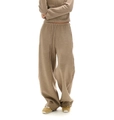 Vintage khaki high-neck zip hoodie and wide-leg jogger pants two-piece lounge set - S / Coffee Brown Pants