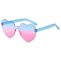 Blue and pink gradient heart-shaped rimless sunglasses with translucent temples - Two-tone C30