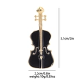Elegante spilla a violino placcata in oro con smalto nero e dimensioni precise - Violino