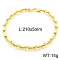 Pulsera de cadena de eslabones ovales de acero inoxidable dorado 210x5mm - Pulsera / Color Oro (KB163121-KFC)