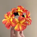 Tropical orange and yellow gradient frangipani flower elastic hair tie for summer beach - Orange Hibiscus Scrunchie