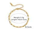 Gold braided chain bracelet in stainless steel, 18cm length with 5cm extender chain - Bar Alternating Loop Chain (NB-B1172)