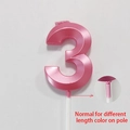 Pink number 3 birthday cake candle with white pole for party decoration - Number 3 / Pink