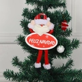 Plüsch Weihnachtsmann Anhänger mit Feliz Navidad Schild am geschmückten Weihnachtsbaum - Weihnachtsmann Anhänger Stil 2