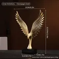 Scultura moderna di aquila in oro champagne su base nera per arredamento casa e ufficio - 7121S-05 Aquila Oro Champagne-Grande
