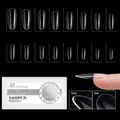 Size chart showing 16 dimensions for long round semi-matte clear soft gel nail tips - Round Long (16#160pcs)