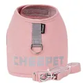 Reflective pink and gray pet harness set with breathable mesh and lead for small dogs - S / Dusty Pink