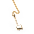 Hip hop style stainless steel axe pendant necklace in gold finish for men and women - Gold Straight Handle Axe / 3mm*60cm Steel Cuban Chain