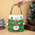 Green Santa Claus Christmas gift bag with 3D doll decor and red drawstring closure - Green Santa Claus Style