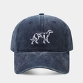 Cappellino da baseball in denim lavato con ricamo di levriero e cinturino regolabile - Regolabile / Blu navy