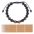 Tijgeroog en matte kralenarmband met verstelbaar koord en een cadeaukaart voor mannen - 10MM-Matte Steen / Aan Mijn Zoon