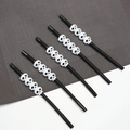 Halloween flexible black drinking straws with white skull ornaments, set of 5 pieces - Skull / 22cm / 5 Pcs/Pack / Black