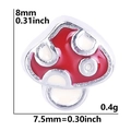 Miniature red mushroom floating charm with silver base and red enamel finish for DIY jewelry - Mushroom