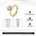 Detail view of a 925 sterling silver ring with 6-prong solitaire cubic zirconia setting - 6-Prong Round LZR36-Gold-1ct