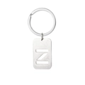 Silver metal keychain featuring a brushed finish rectangular tag with hollow letter N cutout - Letter Z