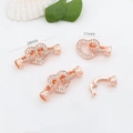 Rose gold heart pearl necklace clasp with white zircon, size 24mm by 11mm dimensions - Small Heart / Rose Gold