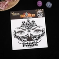 Black Day of the Dead face gemstone stickers with skull motifs for masquerade parties - Black Style 3