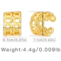 Detailed size view of vintage brass 18K gold C-shaped double link chain ear cuff - KE0172 Double Row Cuban Chain
