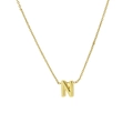 Classic 18k gold plated necklace featuring a polished uppercase letter N pendant - Letter N