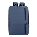 Navy blue business backpack with USB charging port and anti-scratch fabric texture - 1329 Style-Blue